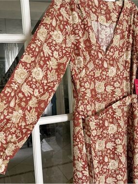 Gorgeous Kimes Ranch Rust and Cream Floral Long Dress